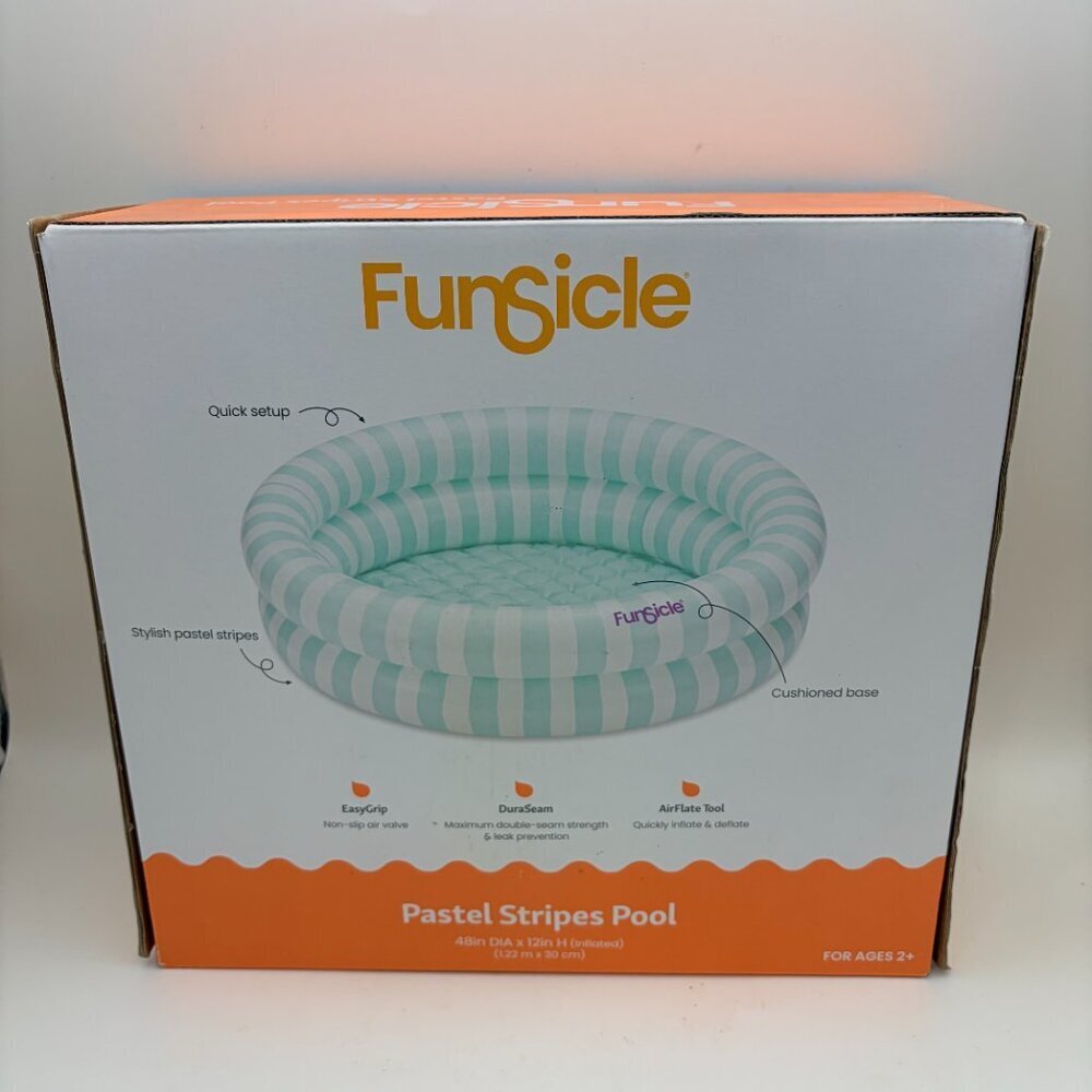 FunSicle Pastel Stripes Inflatable Kiddie Pool 4FT Kids Splash Pool Ages 2+ - Picture 6 of 8